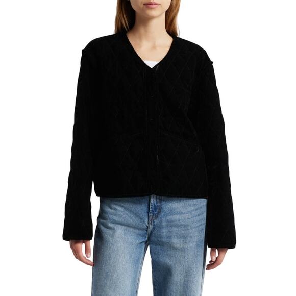 Rails Kiko Black Quilted Velvet Jacket Size M - Picture 13 of 13